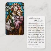 St. Joseph Child Jesus Glas in lood Prayer Plaatskaartje (Voorkant / Achterkant)
