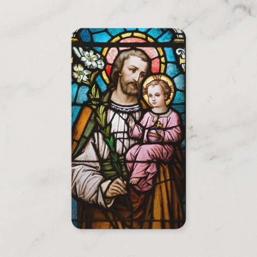 St. Joseph Child Jesus Glas in lood Prayer Plaatskaartje (Voorkant)