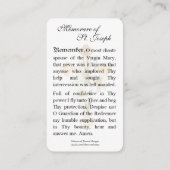 St. Joseph Child Jesus Glas in lood Prayer Plaatskaartje (Achterkant)