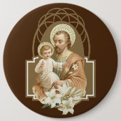 St. Joseph & Child Jesus Ronde Button 6,0 Cm (Voorkant)