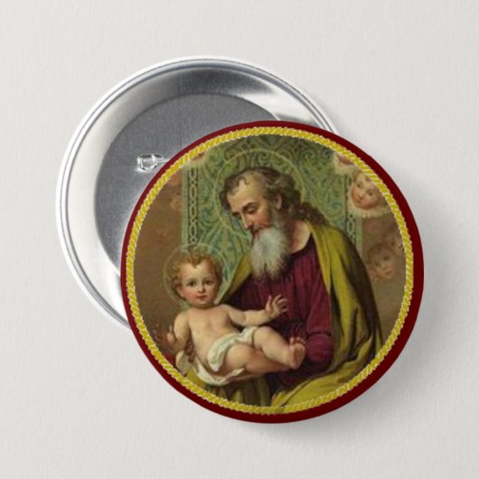 St. Joseph & Child Jesus Ronde Button 7,6 Cm (Voorkant /achterkant)