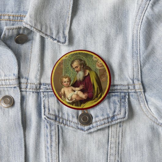 St. Joseph & Child Jesus Ronde Button 7,6 Cm (In situ)