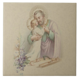 St. Joseph Child Jesus Traditional Carpenter Tegeltje