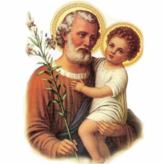 St. Joseph Child Jesus Traditional Lilies Fotobeeldje Sleutelhanger (Voorkant)