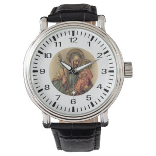 St. Joseph Child Jesus Traditional Lilies Horloge