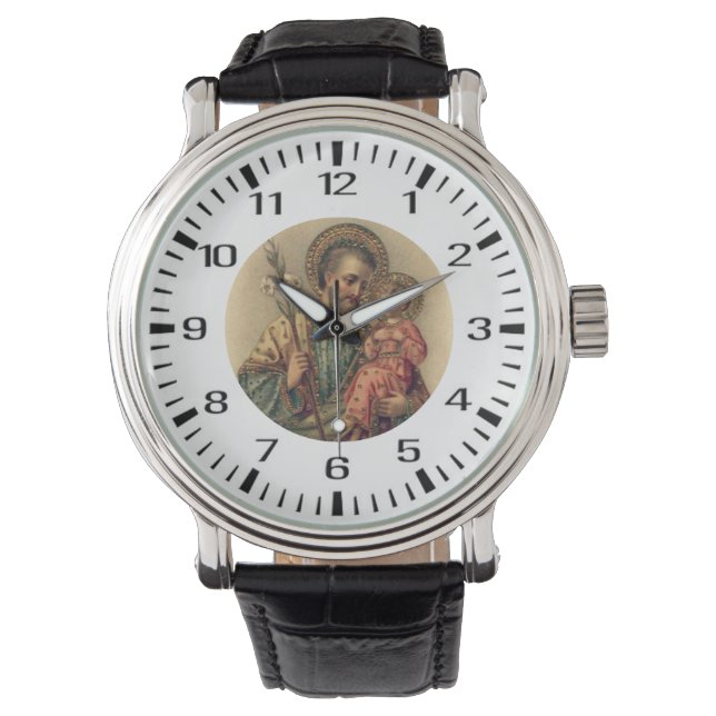 St. Joseph Child Jesus Traditional Lilies Horloge (Voorkant)
