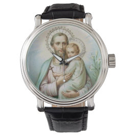 St. Joseph Child Jesus Traditional Lilies Horloge