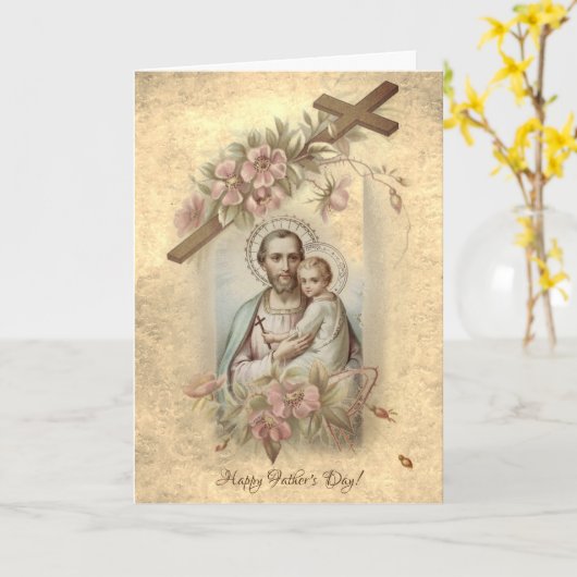 St. Joseph Child Jesus Vaderdag Religious Kaart (Gele Bloem)