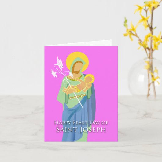 St. Joseph Dag, Abstract Ontwerp in Pastelkleuren Kaart (Gele Bloem)