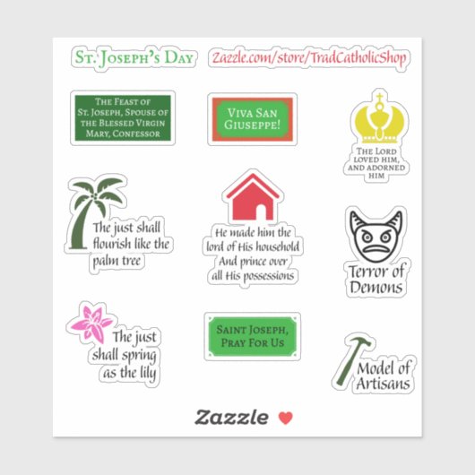 St. Joseph Day Illustreerde 9-pins trad katholiek Sticker (Vel)