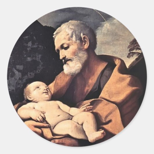 St Joseph door Guido Reni Ronde Sticker (Voorkant)