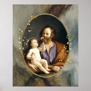 St. Joseph en Chid Jesus Katholieke Saint-Guercino Poster