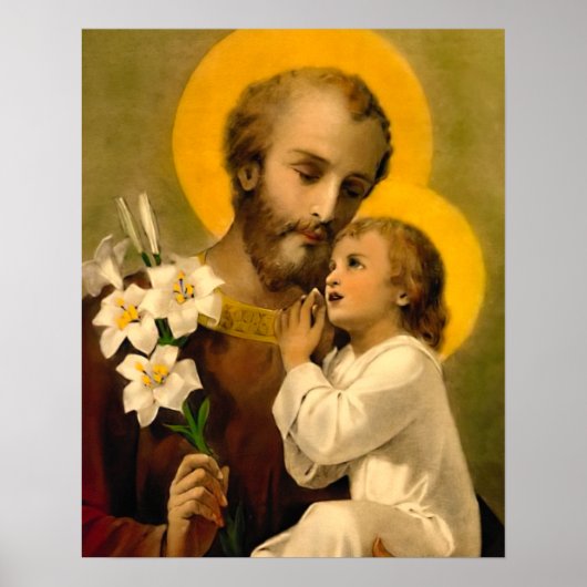 St. Joseph en Child Jesus Katholieke Saint Print (Voorkant)