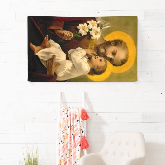 St. Joseph en Child Jesus Katholieke Saint Print Spandoek (Insitu)