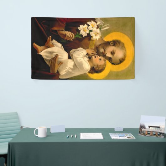 St. Joseph en Child Jesus Katholieke Saint Print Spandoek (Beurs)