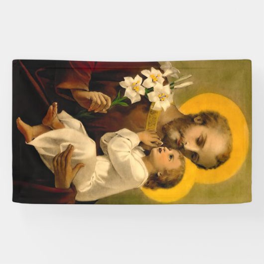 St. Joseph en Child Jesus Katholieke Saint Print Spandoek (Horizontaal)