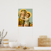 St. Joseph en Child Jesus w Crown Flowers Poster (Keuken)