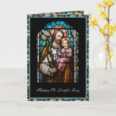 St. Joseph Feast Glas in lood Prayer Kaart (Gele Bloem)