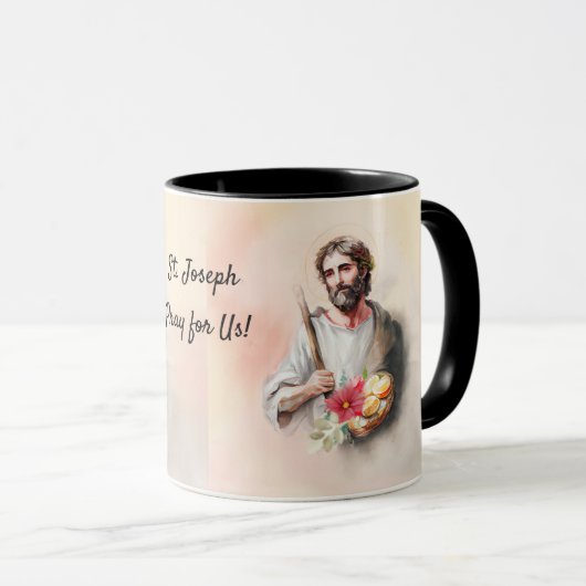 St. Joseph Feest Dag Bid voor ons Waterverf Mok (Voorkant rechts)