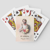 St. Joseph Feest Dag Bid voor ons Waterverf Pokerkaarten (Achterkant)