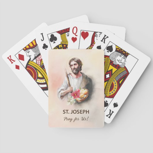St. Joseph Feest Dag Bid voor ons Waterverf Pokerkaarten (Achterkant)
