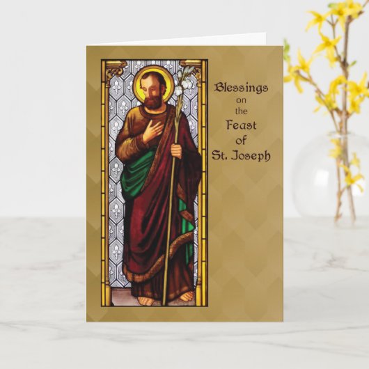 St. Joseph Feest met Tarwe Personeel op Bruin Kaart (Gele Bloem)