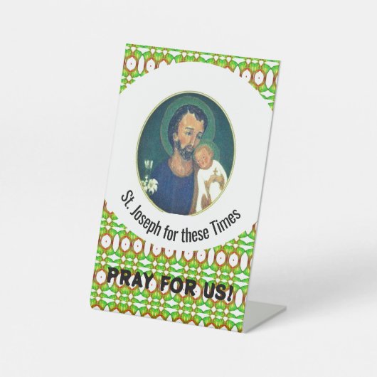 St Joseph for these Times Reclamebord Met Voetstuk (Voorkant)