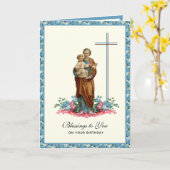 St. Joseph Jesus Birthday katholieke religie Kaart (Gele Bloem)