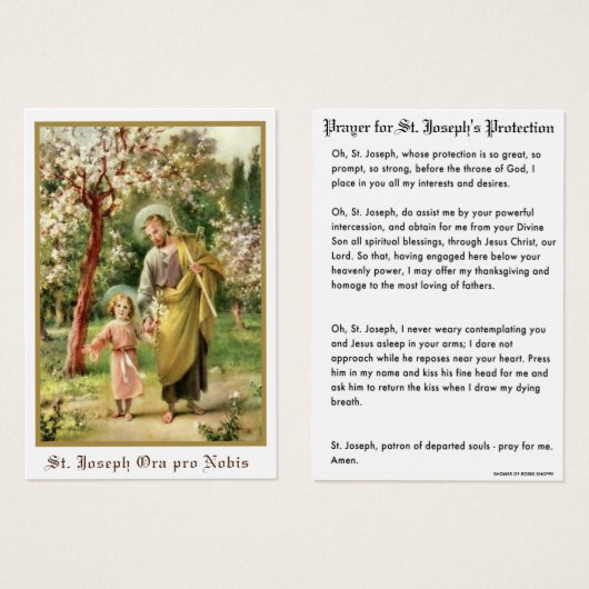 St. Joseph Jesus Protection Prayer katholiek Visitekaartje (Voorkant /achterkant)