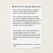 St. Joseph Jesus Protection Prayer katholiek Visitekaartje (Achterkant)