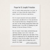 St. Joseph Jesus Protection Prayer katholiek Visitekaartje (Achterkant)