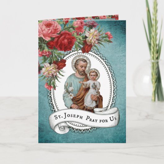 St. Joseph Jesus Rode Rozen Memorare Gebed Kaart (Voorkant)