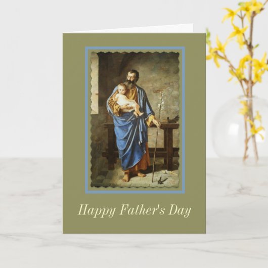 St. Joseph & Kind Jesus VADERDAG Kaart (Gele Bloem)