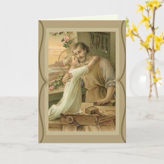 St. Joseph & Kind Jesus VADERDAG Kaart (Gele Bloem)