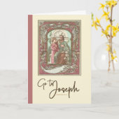 St. Joseph Kind Jezus Antieke Religieuze Kaart (Gele Bloem)