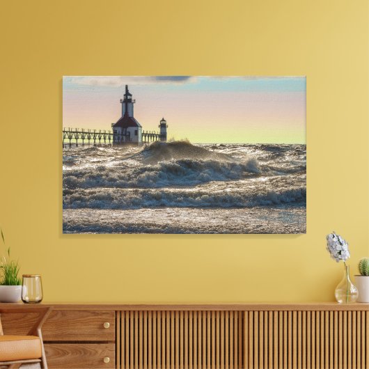 St Joseph Lighthouse Painterly Canvas Afdruk (Insitu (Woonkamer))