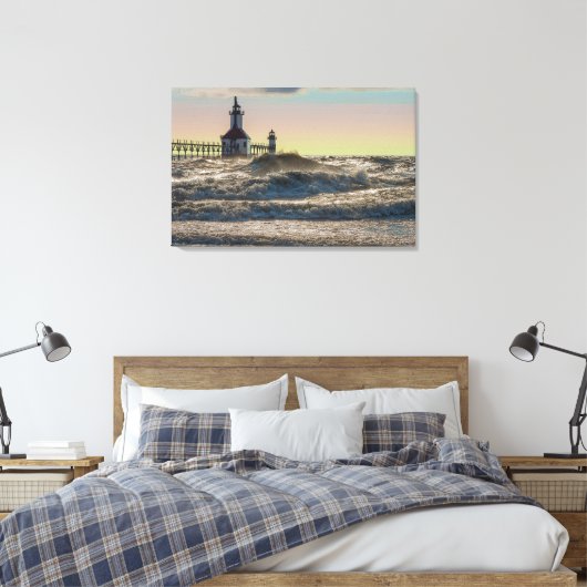St Joseph Lighthouse Painterly Canvas Afdruk (Insitu (Slaapkamer))