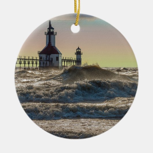 St Joseph Lighthouse Painterly Keramisch Ornament (Voorkant)
