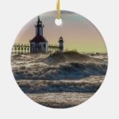 St Joseph Lighthouse Painterly Keramisch Ornament (Achterkant)