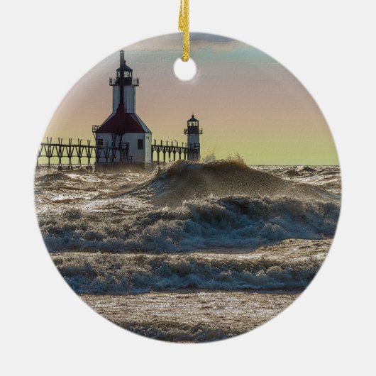 St Joseph Lighthouse Painterly Keramisch Ornament (Achterkant)