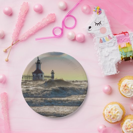 St Joseph Lighthouse Painterly Papieren Bordje (Feest)