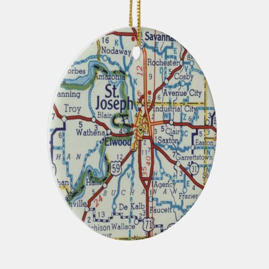 St. Joseph MO  map Keramisch Ornament (Rechts)