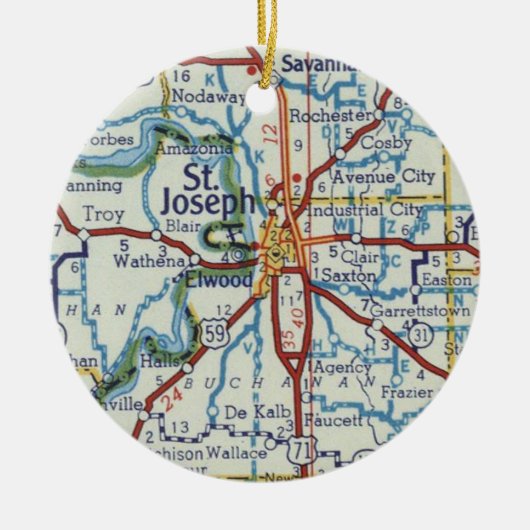 St. Joseph MO map Keramisch Ornament (Voorkant)