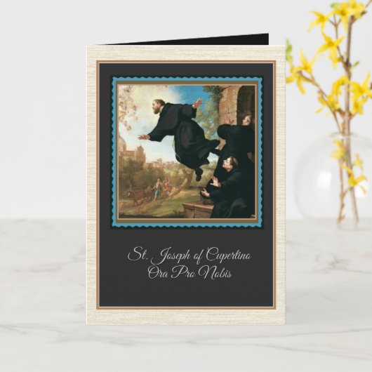 St. Joseph of Cupertino Catholic Prayer Kaart (Gele Bloem)