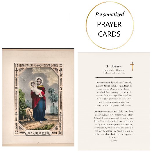 St. Joseph Patron Saint Catholic Prayer Card       Plaatskaartje