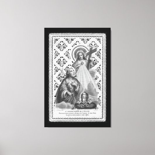 St. Joseph, pauselijke symbolen, en de SHJ (LT 02) Canvas Afdruk (Voorkant)