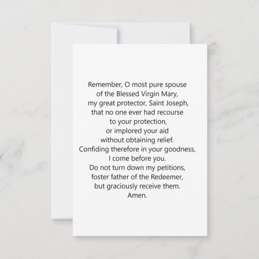 St Joseph Prayer Card (Achterkant)