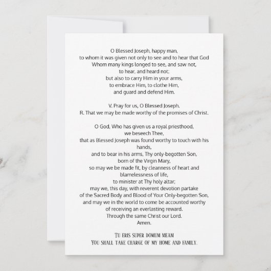 St. Joseph Protector Gebed Katholiek Religieus (Achterkant)