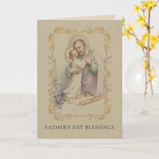 St. Joseph Vader Jezus Traditionele Heilige Kaart (Gele Bloem)