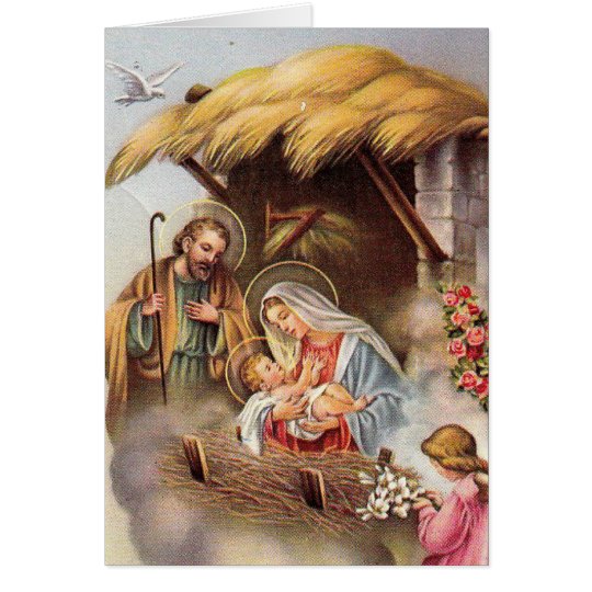 St. Joseph Virgin Mary Baby Jesus van de geboorte Briefkaarten 0